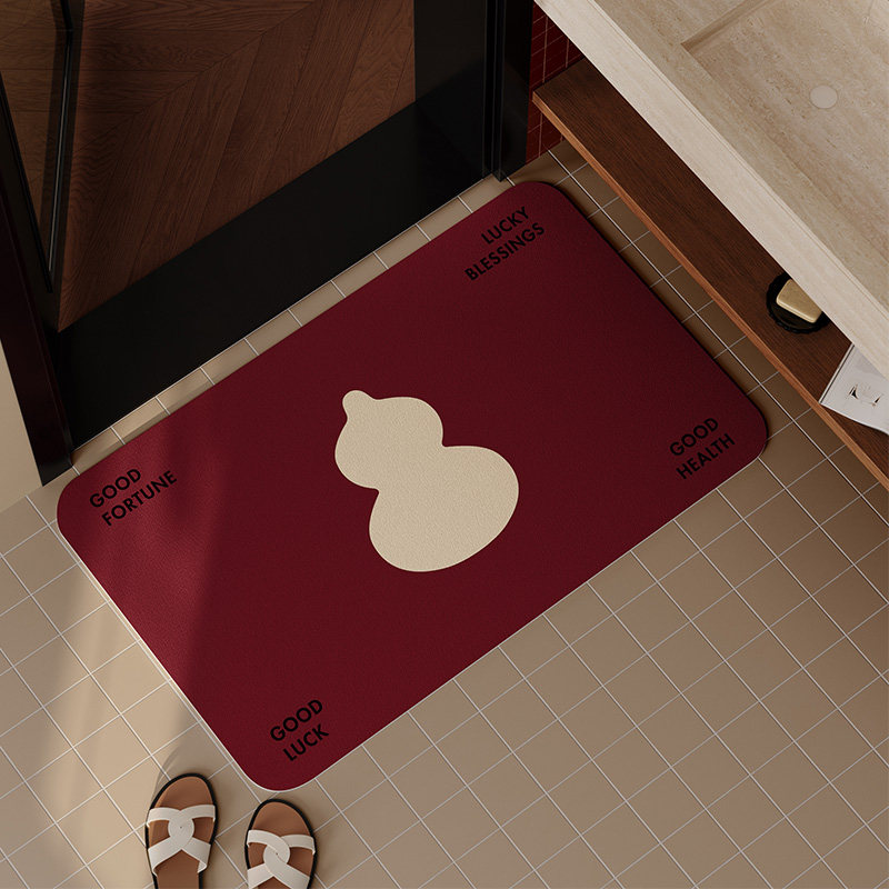 福禄贺禧浴室地垫进门垫家用软脚垫2026新款红色硅藻泥速干吸水,居家布艺,入户地垫,淘宝优惠券,粉丝福利购,淘宝优惠卷