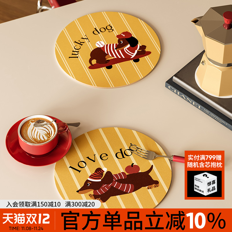 高级复古圆形吸水杯垫碗垫隔热垫