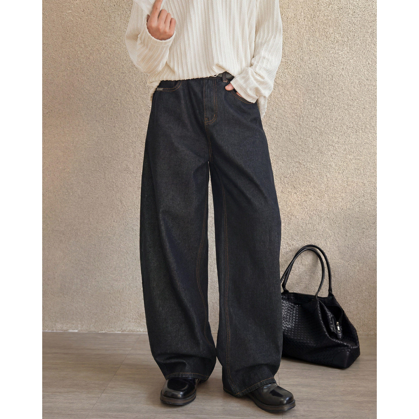 Abyss 2026春秋款牛仔裤男春款复古明线撞色铆钉宽松直筒休闲长裤,男装,牛仔裤,淘宝优惠券,粉丝福利购,淘宝优惠卷