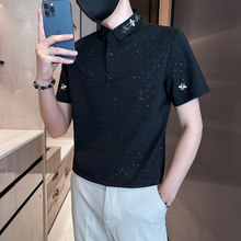 满天星短袖男款polo衫超好看2025新款夏季冰丝高级感刺绣翻领t恤