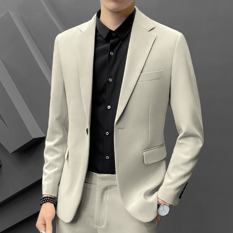 男款白色西服水洗英伦常规款西服西服上装正装潮流男士休闲结婚