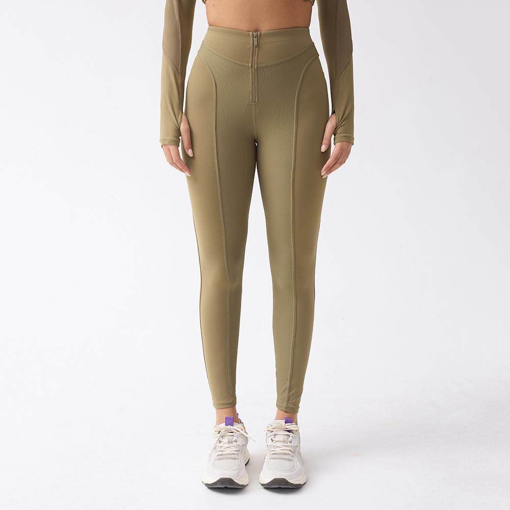 女士高腰拉链紧身裤 健身运动瑜伽长裤修身显瘦螺纹裤滑雪,运动服/休闲服装,健身套装,淘宝优惠券,粉丝福利购,淘宝优惠卷