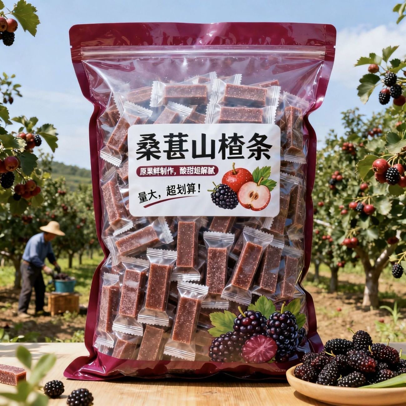 减肥解馋小零食鲜果打浆蓝莓桑葚山楂条整箱酸甜开胃休闲袋装清热0添加剂儿童宝宝消食开胃孕妇酸甜可口解腻网红爆款休闲办公宿舍