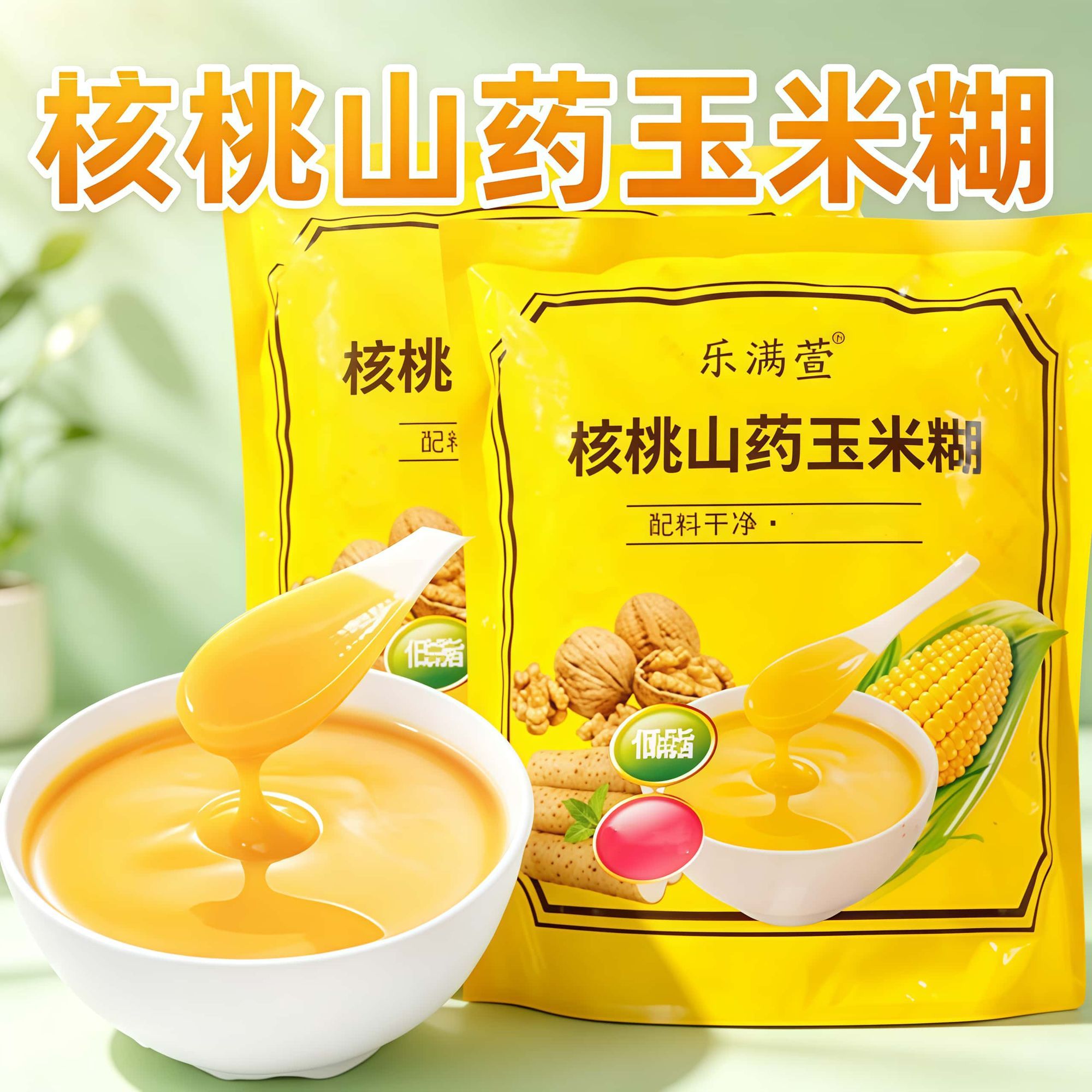 低脂】核桃山药玉米糊熟玉米粉代餐粉冲泡早餐代餐