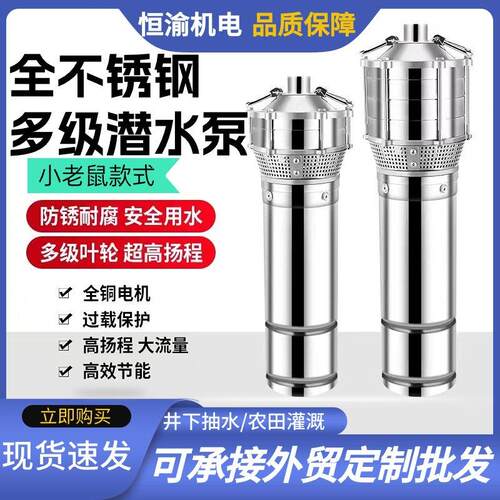 QD多级潜水泵304不锈钢铸造小老鼠农用园林灌溉大流量高扬程