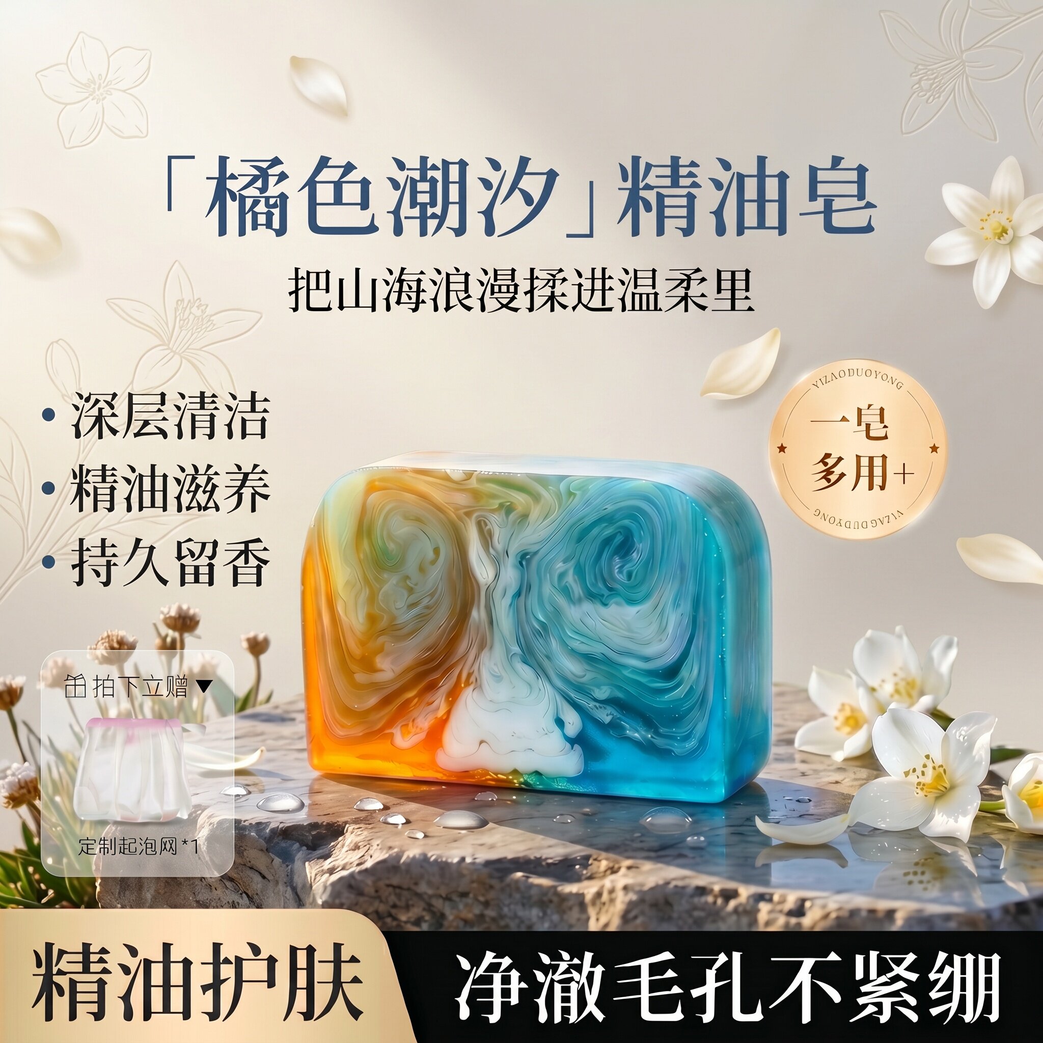 橘色潮汐手工精油皂沐浴香皂洗澡持久留香皂洁面皂女士专用洗手皂