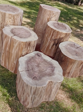 天然去皮杉木木桩凳子茶凳座凳客厅家用休闲凳简约摆件花瓶底座