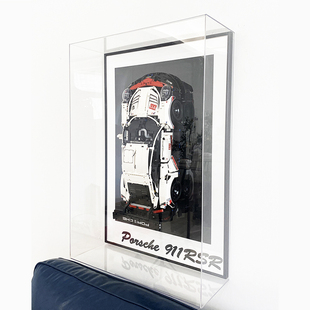兼容乐机械汽车挂上墙防尘罩相框亚克力展示背板保时捷911兰博