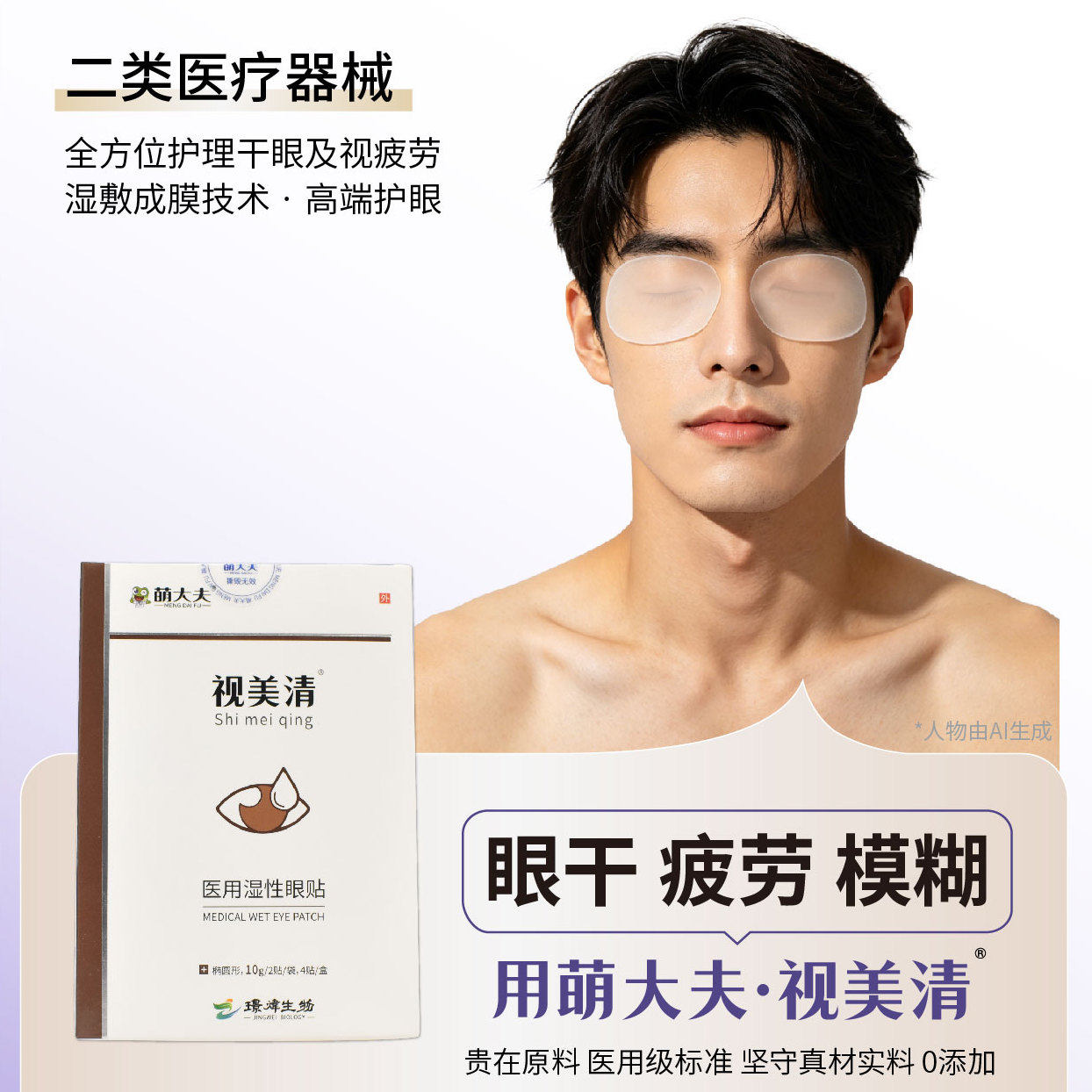 萌大夫视美清湿敷眼液医用湿性眼贴干眼症眼睛干涩视疲劳护眼贴