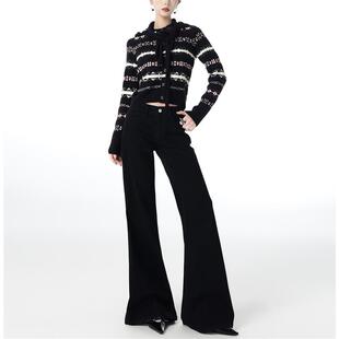 温姗美式辣妹低腰牛仔裤女秋冬修身显瘦百搭不贴腿加绒宽版微喇裤