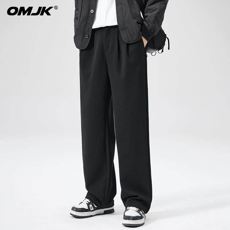 OMJK直筒休闲裤男高级感宽松阔腿垂感西裤秋冬西装裤子男士长裤潮