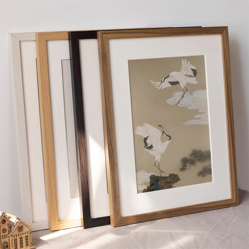 画框定制框架4K8开实木质简约相框挂墙书法字画框原木拼图A3装裱