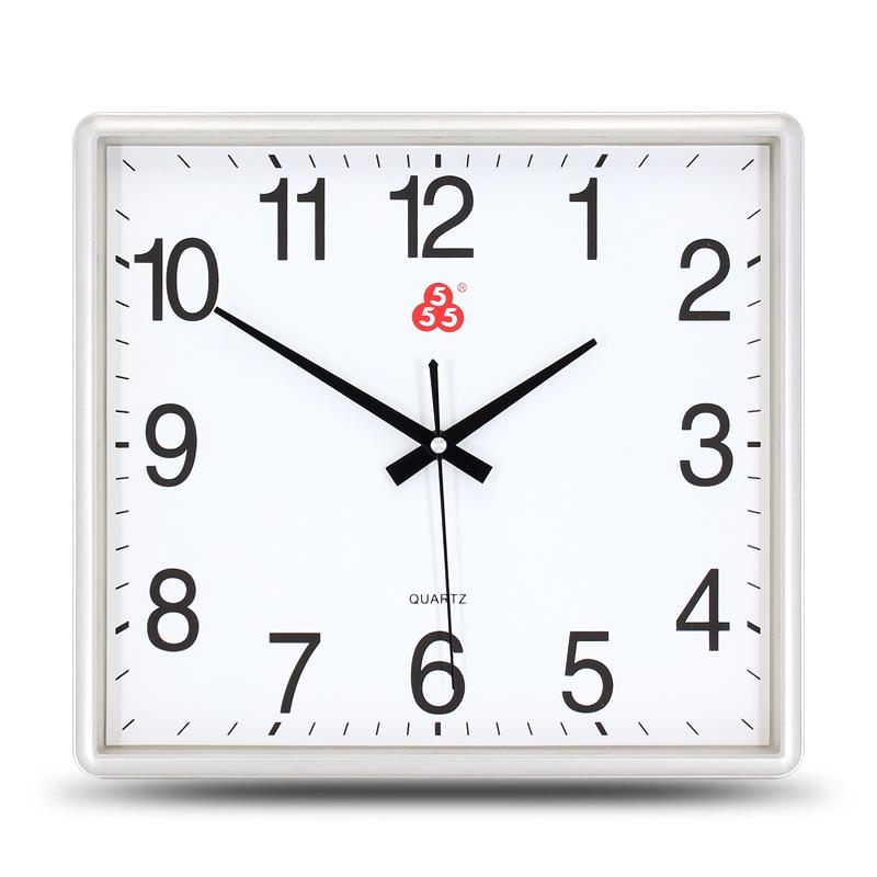 上海钟表厂三五牌石英钟555挂钟客厅现代简约带日历温度家用时钟