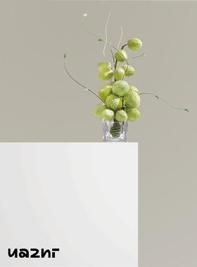 花小只 现代手工琉璃唐棉果花艺盛果 样板间酒店会所茶室桌面摆件