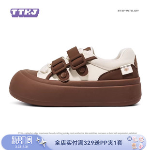 TTKJ魔术贴大头鞋女2026新款膨胀丑萌面包鞋板鞋休闲运动厚底鞋子