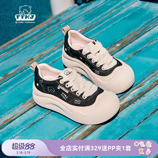 TTKJ厚底帆布鞋女款黑色大头鞋mikko联名增高休闲运动巨好看鞋子