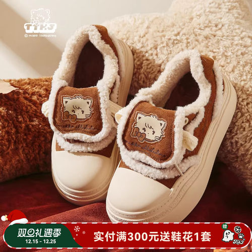 圣诞礼物TTKJ加绒毛毛板鞋女mikko联名大头鞋厚底棉鞋毛绒雪地靴