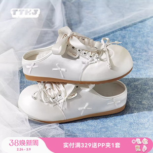 TTKJ半包拖勃肯鞋女鞋外穿懒人一脚蹬蝴蝶结大头厚底增高软底鞋子