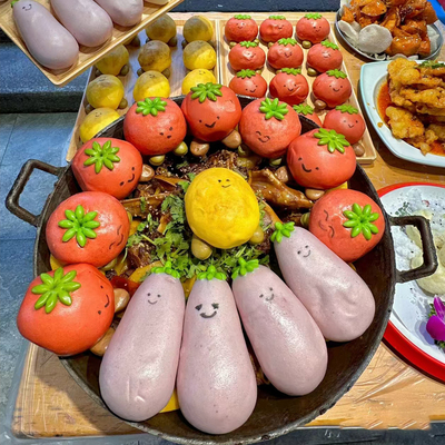 儿童果蔬馒头铁锅炖网红茄子花馍JelyCat早餐面点地锅批发工厂店