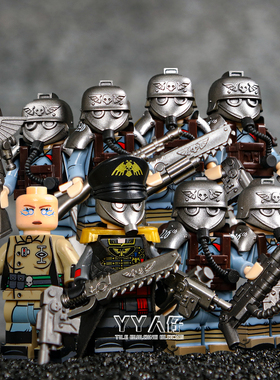 星际战士40k帝国军事骑士第三方克里格死亡士兵积木人仔拼装玩具