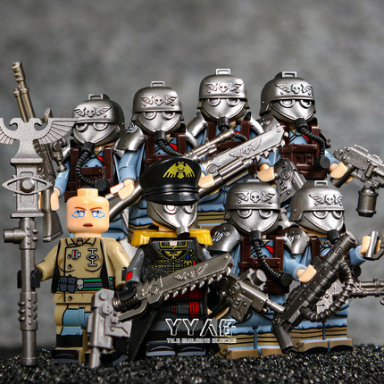 星际战士40k帝国军事骑士第三方克里格死亡士兵积木人仔拼装玩具