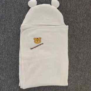日本新生婴儿浴巾4层纯棉纱布婴儿小老虎包巾带帽子吸水透气 新品
