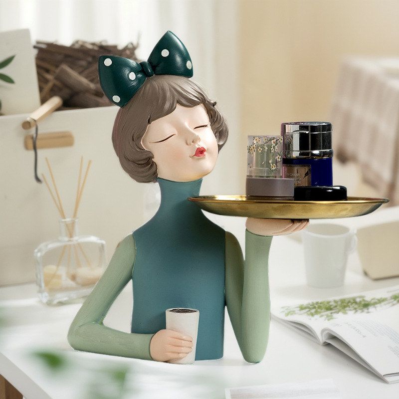 玄关入门放钥匙收纳摆件客厅家居酒柜装饰树脂工艺品托盘现代简约