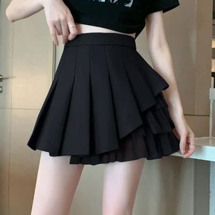 短裙 安全裤 春夏季 网纱款 拉链 百褶裙JK制服裙子a字半身裙韩版