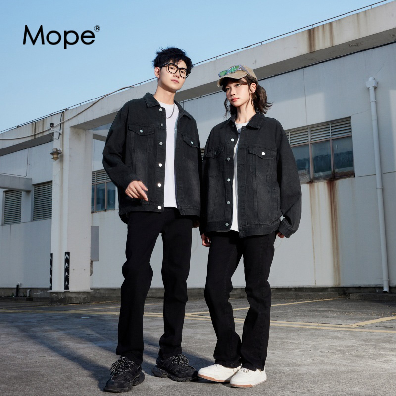 MOPE美式牛仔外套男女款秋冬季宽松休闲潮流百搭潮牌牛仔衬衫夹克