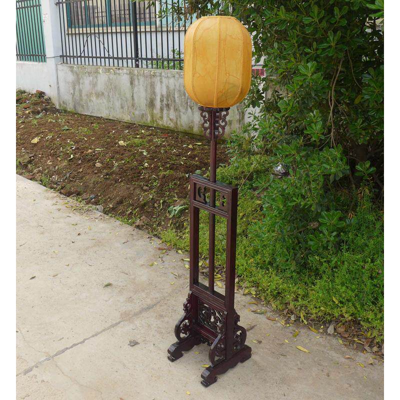 中式仿古落地灯明清古典实木客厅灯架伸缩灯罩带灯灯宫灯升降