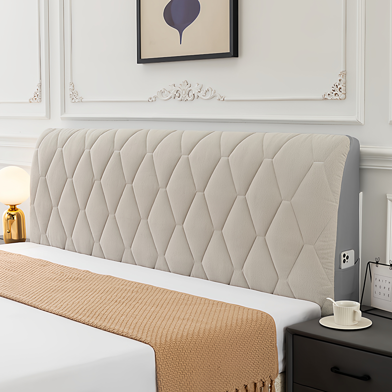 茗悦美居精品床头罩极简轻奢