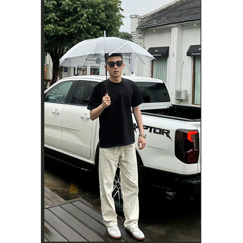 白色修身直筒牛仔裤夏季薄款男裤子潮牌J宽松休闲窄版弯刀阔腿长