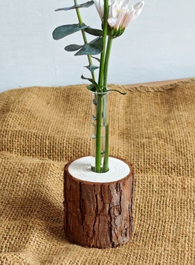 树桩小花盆插花台家居饰品