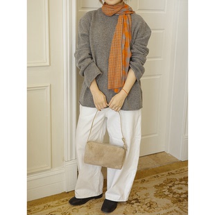 SecondMoon时髦格纹棉麻文艺双面系脖高级感围巾披肩女