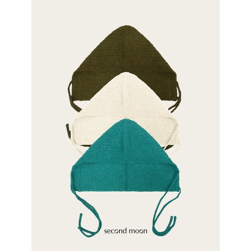 SecondMoon纯色百搭绵羊毛保暖巴拉克拉法帽