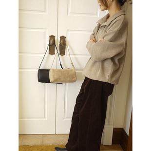 SecondMoon小众设计腋下单肩法棍笔筒包进口羊皮韩系极简通勤