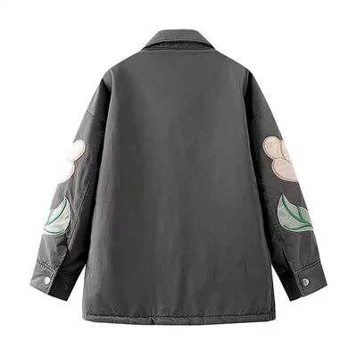 彩虹花朵印花翻领短外套女