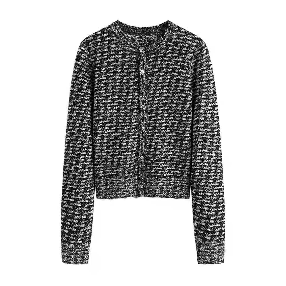 DN高端定制小香风针织开衫女2026春季新款圆领毛衣针织衫