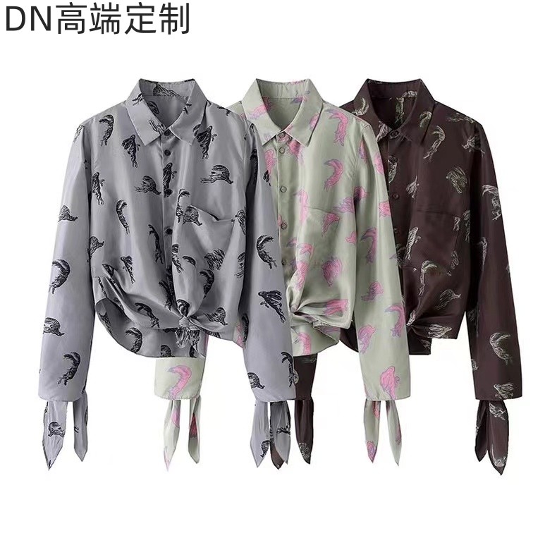 收腰短款休闲百搭衬衫上衣