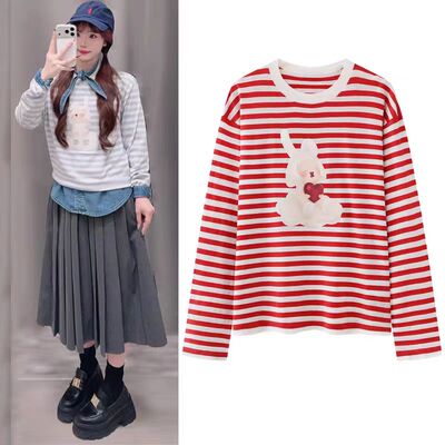 卡通印花针织衫女2026春季新款