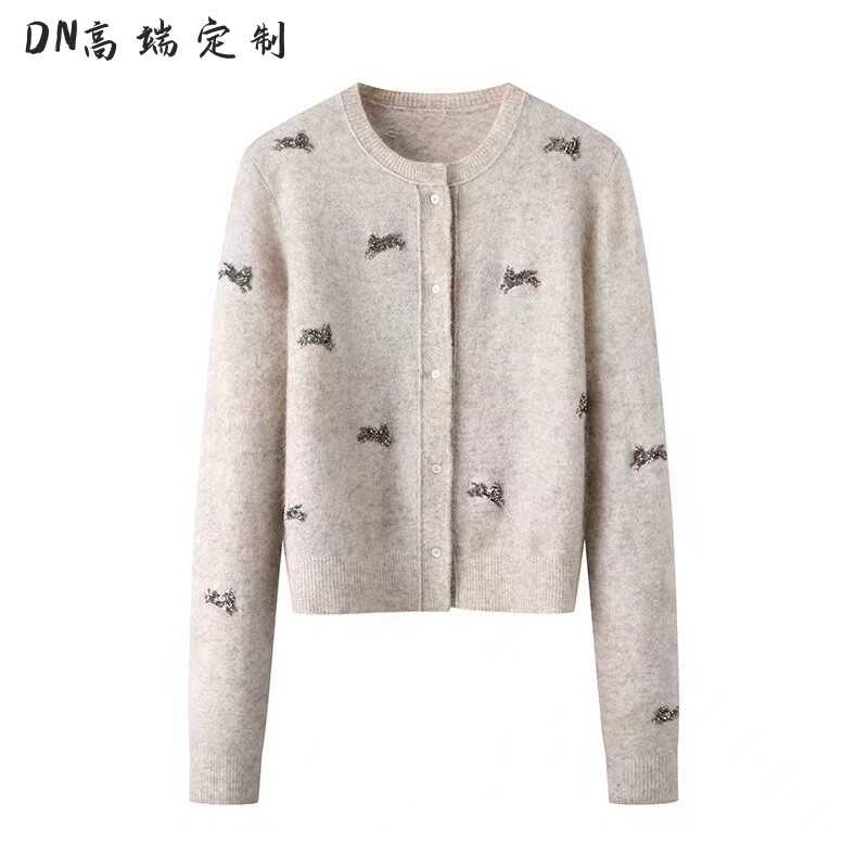 高端定制亮片兔DN针织衫单排扣