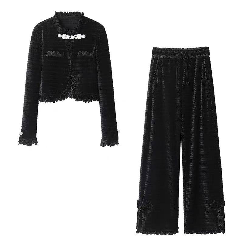 DN高端定制轻奢风重工钉珠丝绒短款外套女2026春季新款休闲裤,女装/女士精品,短外套,淘宝优惠券,粉丝福利购,淘宝优惠卷