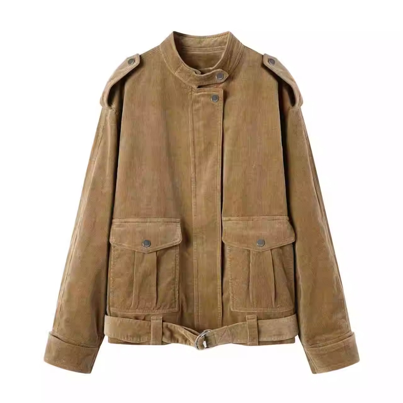 小立领宽松灯芯绒夹克外套上衣女