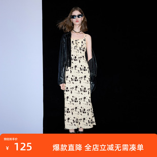 ibudu2025春季新款新中式国风水墨画印花连衣裙吊带裙女