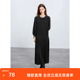 压褶小黑裙圆领灯笼袖 ibudu2025春季 新款 宽松长裙简约女