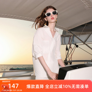 宽松衬衣简约女 ibudu2025夏季 新款 解构白衬衫 设计感七分袖