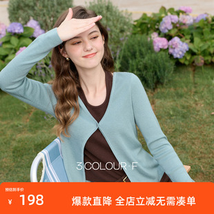 三彩独醒2026春季新款假两件针织衫挂脖毛衫设计感修身长袖F