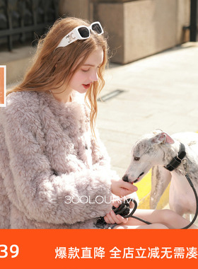 三彩2025冬季新款环保皮草圆领毛毛外套宽松短款仿皮草M