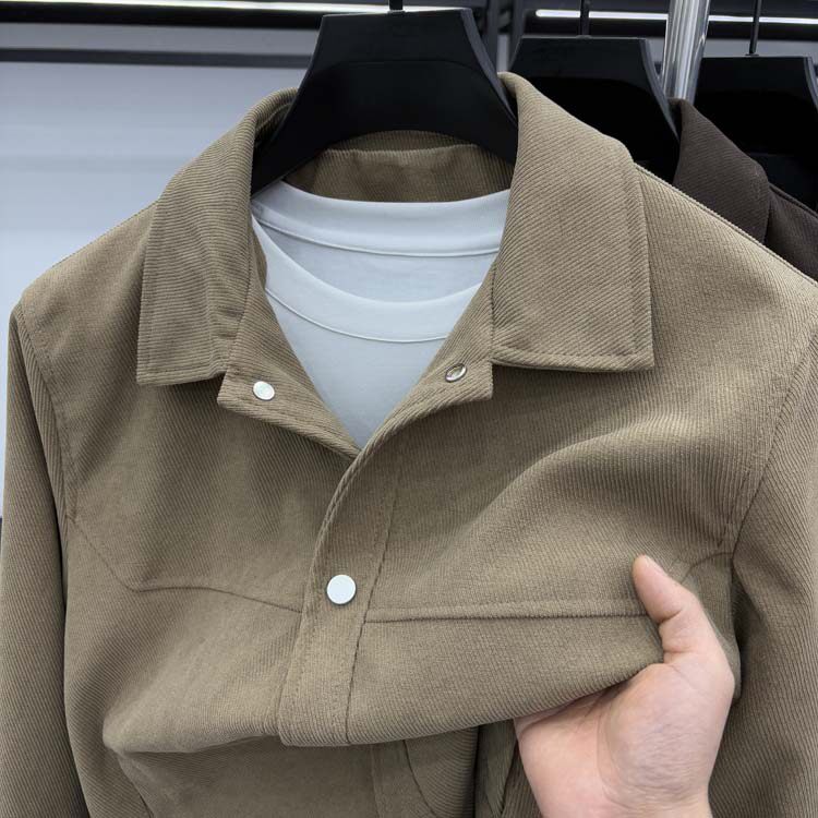 2026春秋新款中青年男士翻领夹克外套休闲商务收腰薄款工装外套