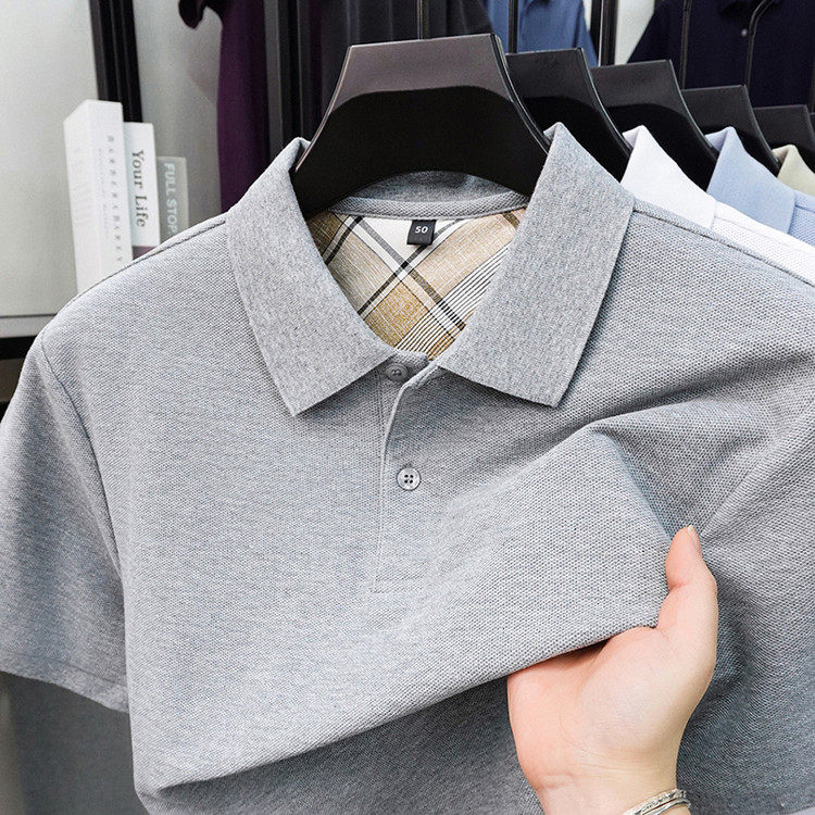 26年新款夏季丝光棉男士短袖POLO衫翻领商务休闲中年纯棉T恤潮流